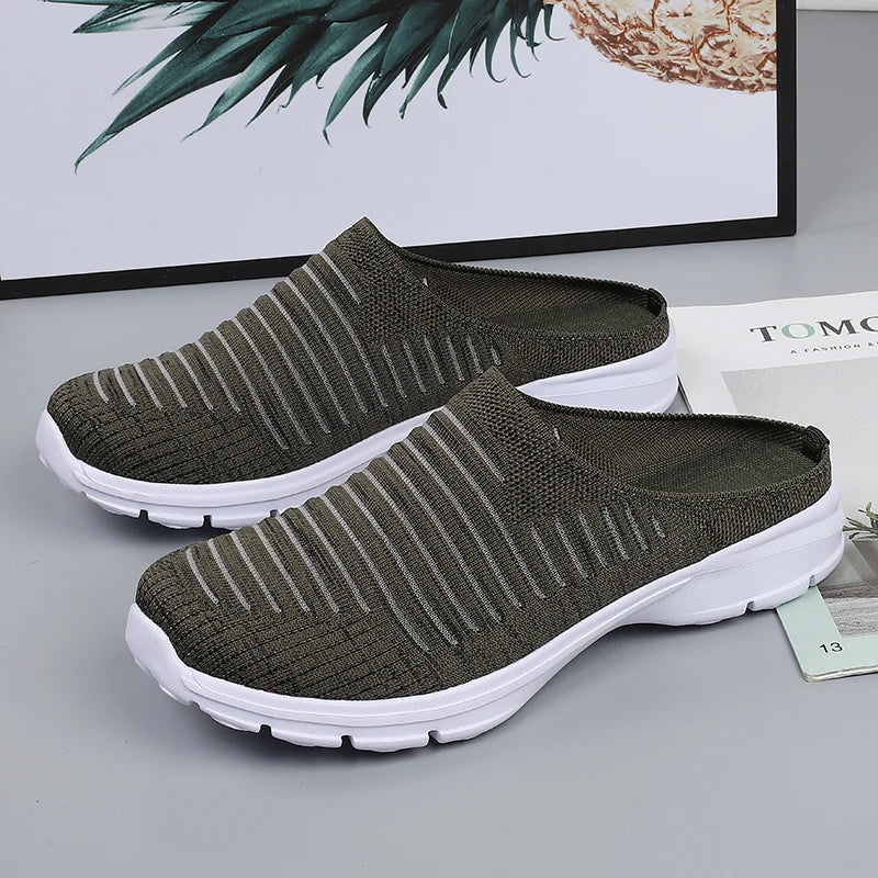 Men Slippers Summer Mesh Breathable Home Indoor Slippers Men Thick Bottom Slides Fashion Couple Walking Shoes Chanclas Hombre