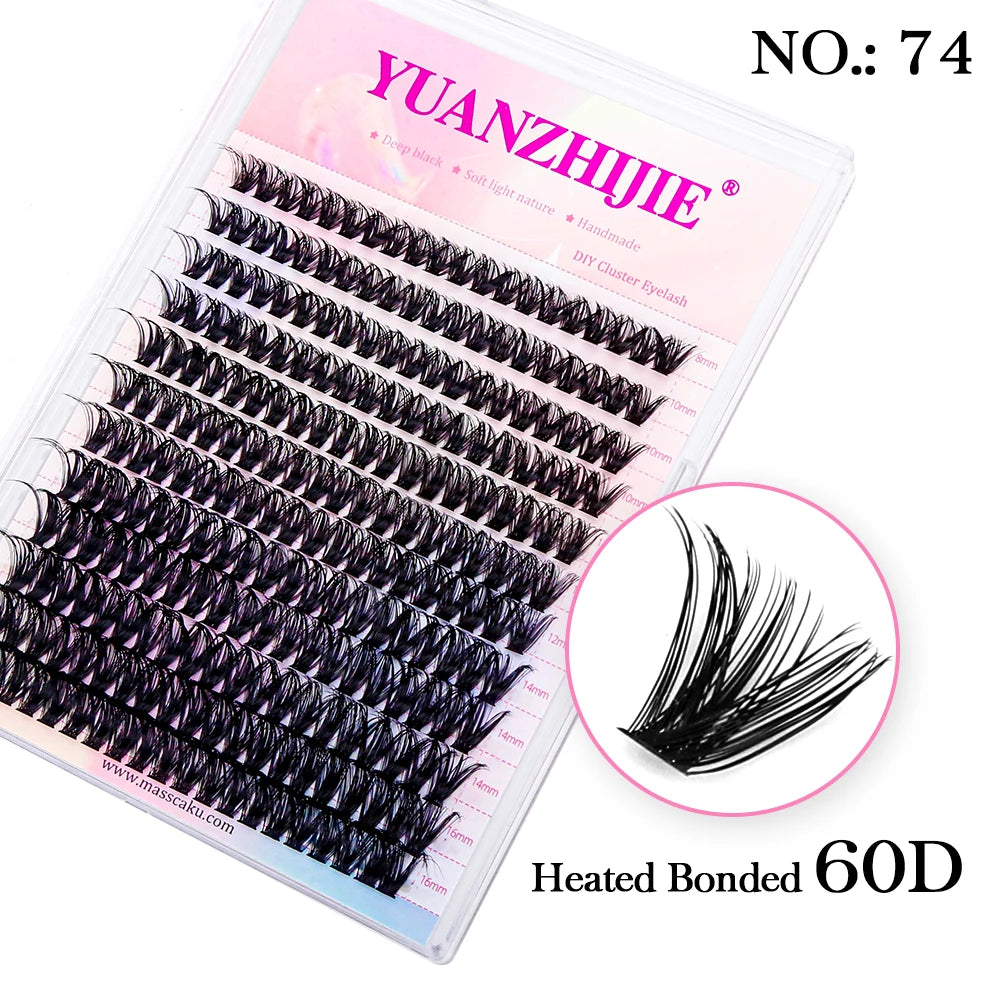 High Quality YUANZHIJIE Lightweight Heat Bonded Segmented Lashes 8-16mm Mix Size 3D Effect Long-lasting Clusters Eyelash Trays