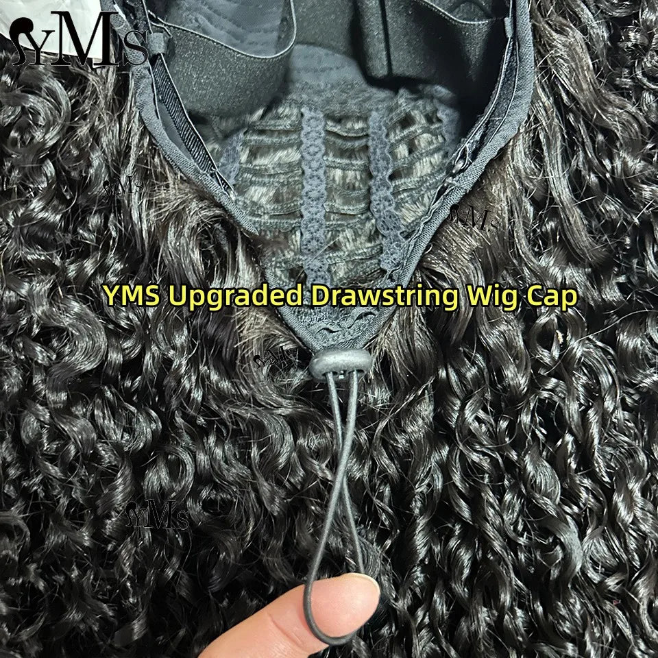 Burmese 3C4A Curly Invisible Half Wigs Human Hair YMS 350% Density 3C4A Burmese Natural Curly Adjustable 3/4 Half Wig For Women