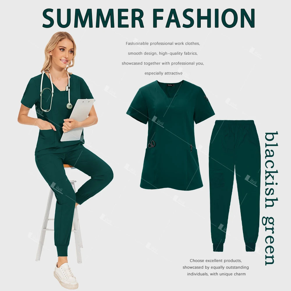 Surgical Uniforms Woman Scrub Set Medical Nurse Beauty Salon Workwear Clinical Scrubs Top Pants Spa Doctor Nursing Clinical Suit