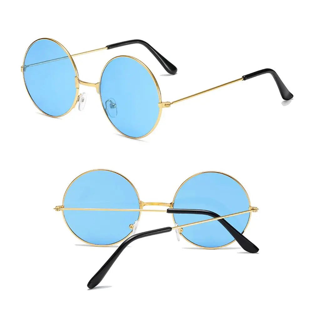 2022 Fashion Retro Round Hippie Sunglasses Circle Metal Sunglasses for Women Men Disco Party Glasses