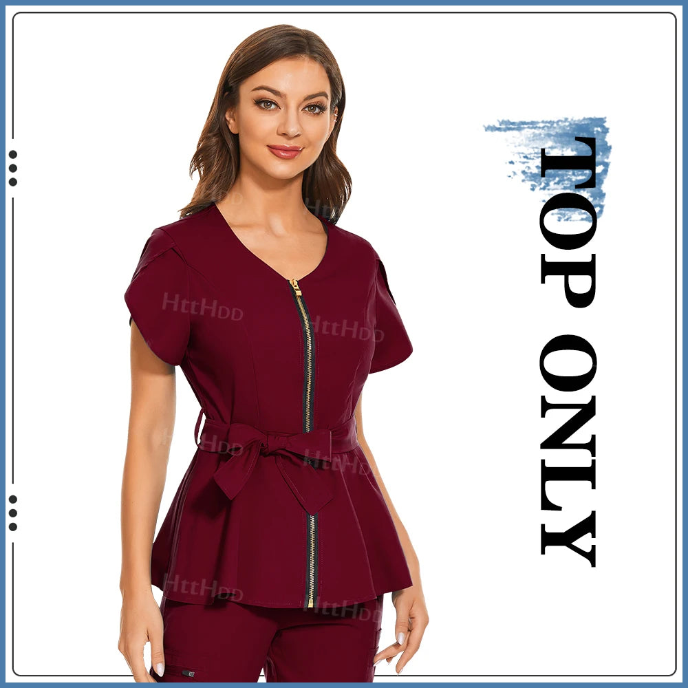 Beauty Spa Uniforms Fashionable Short Sleeved Shirt High Quality Medical Scrubs Women Veterinary Uniform Top Soft Nursing Jacket