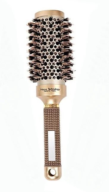 Salon Hairdressing Comb Durable Ceramic Iron Aluminium Tube Round Comb Gold Hairdressing Brush Barber Styling Tools