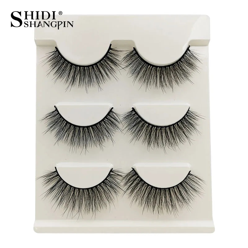 Manga Lashes 5 Pairs Anime Cosplay Faux Mink Lashes Korean Natural short Full Strip Lashes Clear Band Soft Eyelashes Extension