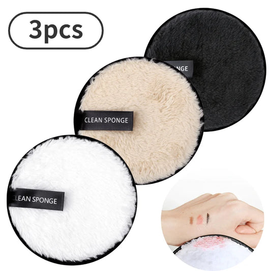 3Pcs Reusable Makeup Remover Pads Cotton Wipes Microfiber Cosmetics Washable Make Up Towel Face Cleansing Sponge Skin Care Tools