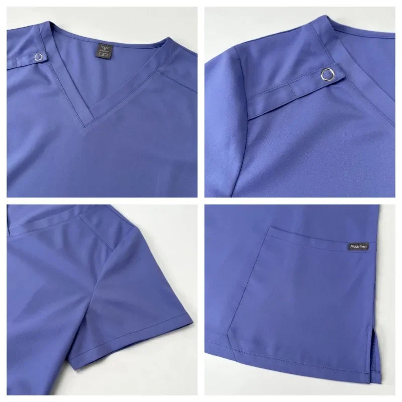 Uniforme d'Allaitement à Manches Courtes et Col en V pour Femme, Ensemble de Vêtements de Travail Médicaux Multicolores