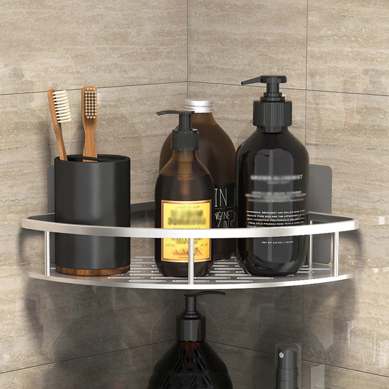 Bathroom Shelf Kitchen Storage Organizer Aluminum Alloy Shampoo Rack Shower Shelf Bathroom Accessories No Drill Shelf