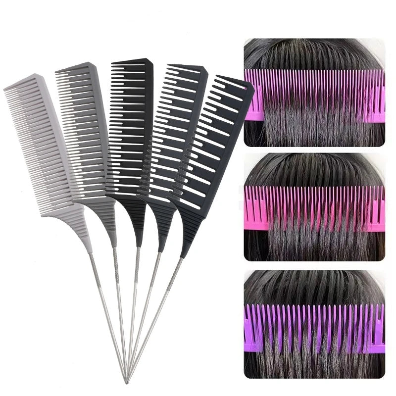 5Pcs/Set Hairbrush Highlight Dyeing Comb Hairstylist Dye  Hair Pointed Combs Hair Salon Hairdressing Brush Styling Tools Y0606